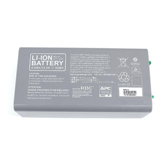Original APC by Schneider Electric 911-7001 for UPS Backup Replacement Battery Cartridge RBC APCRBC146-Li 2.5Ah/13.2V 33Wh Li-ion Battery Commerical Battery, Rechargeable APC 911-7001 APC by Schneider Electric