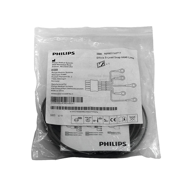 Original Philips Efficia 5-Lead Snap AAMI Limb ECG Lead Set PHILIPS