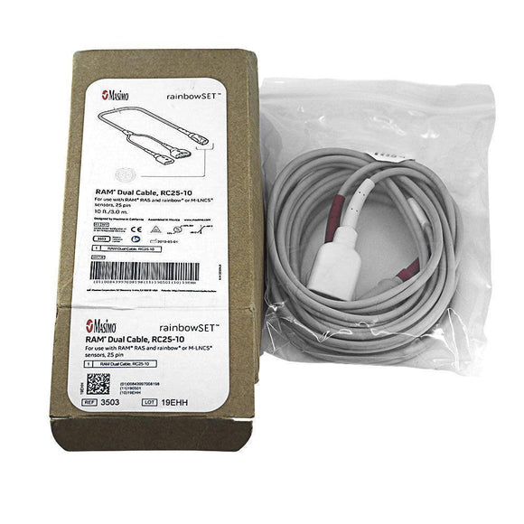 Original Masimo RainbowSET RAM Dual Cable RC25-10 for Use With RAM RAS and Rainbow or M-LNCS Sensors 25pin Electric Cable, Medical Cable RC25-10 Masimo