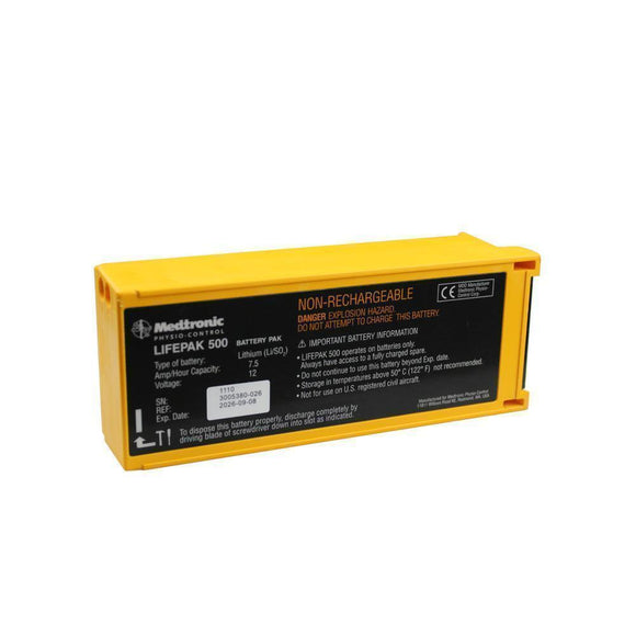 Original Medtronic Lifepak500 Physio Control For 3005380-026 Defibrillator Monitor Battery, 12V 7.5Ah Li/SO2 Non-Rechargeable Battery AED/Defibrillator Battery, LifePak Defibrillator Battery, Medical Battery, Non-Rechargeable M27-EL3 Medtronic