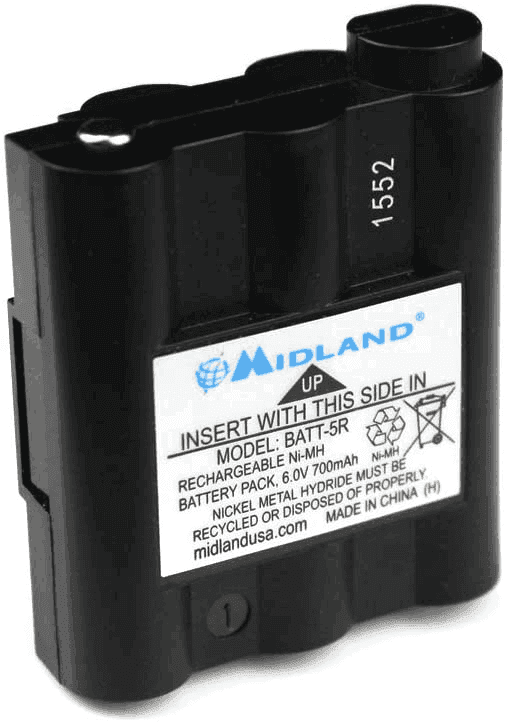 Original Midland BATT-5R for Radio Pair of GXT Battery 6V Ni-MH Rechargeable Battery Commerical Battery, Rechargeable BATT-5R MIDLAND