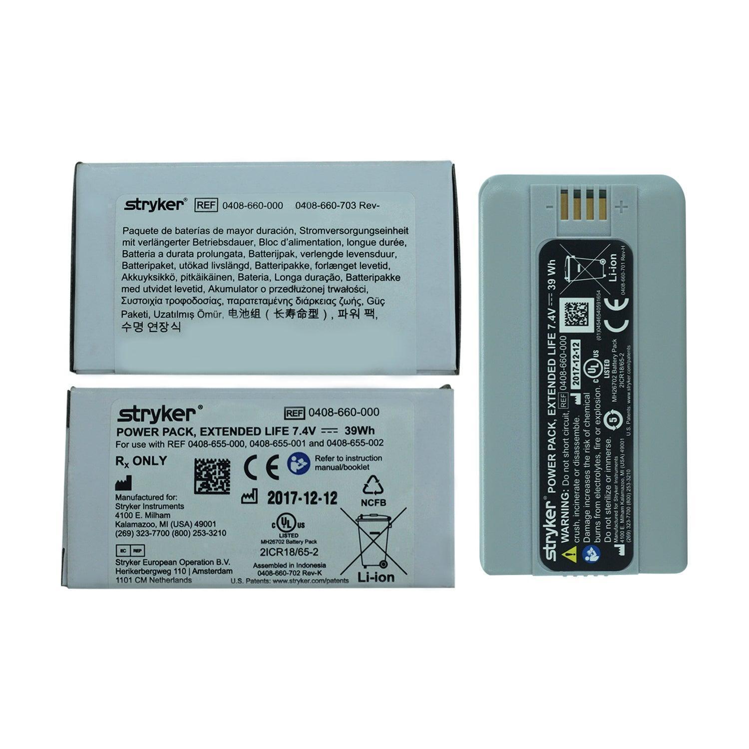 Original Stryker 0408-660-000 for Surgical Headphone Power Pack Extended 7.4V 39Wh Li-Ion Battery Medical Battery, Rechargeable, Stryker, Surgical Headphone 0408-660-000 Stryker